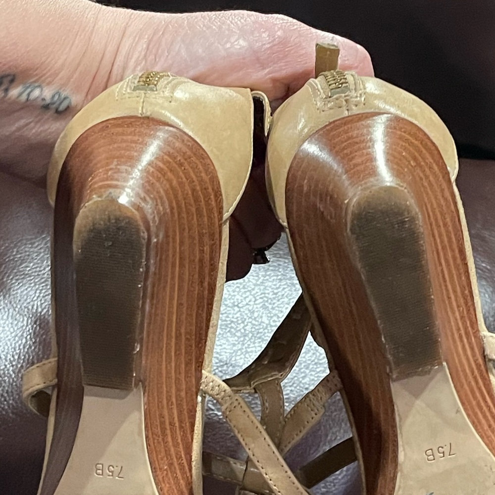 Boho Ralph Lauren Meira Wedge Gladiator Sandals Size 7.5 Braided Light Tan - Picture 8 of 11